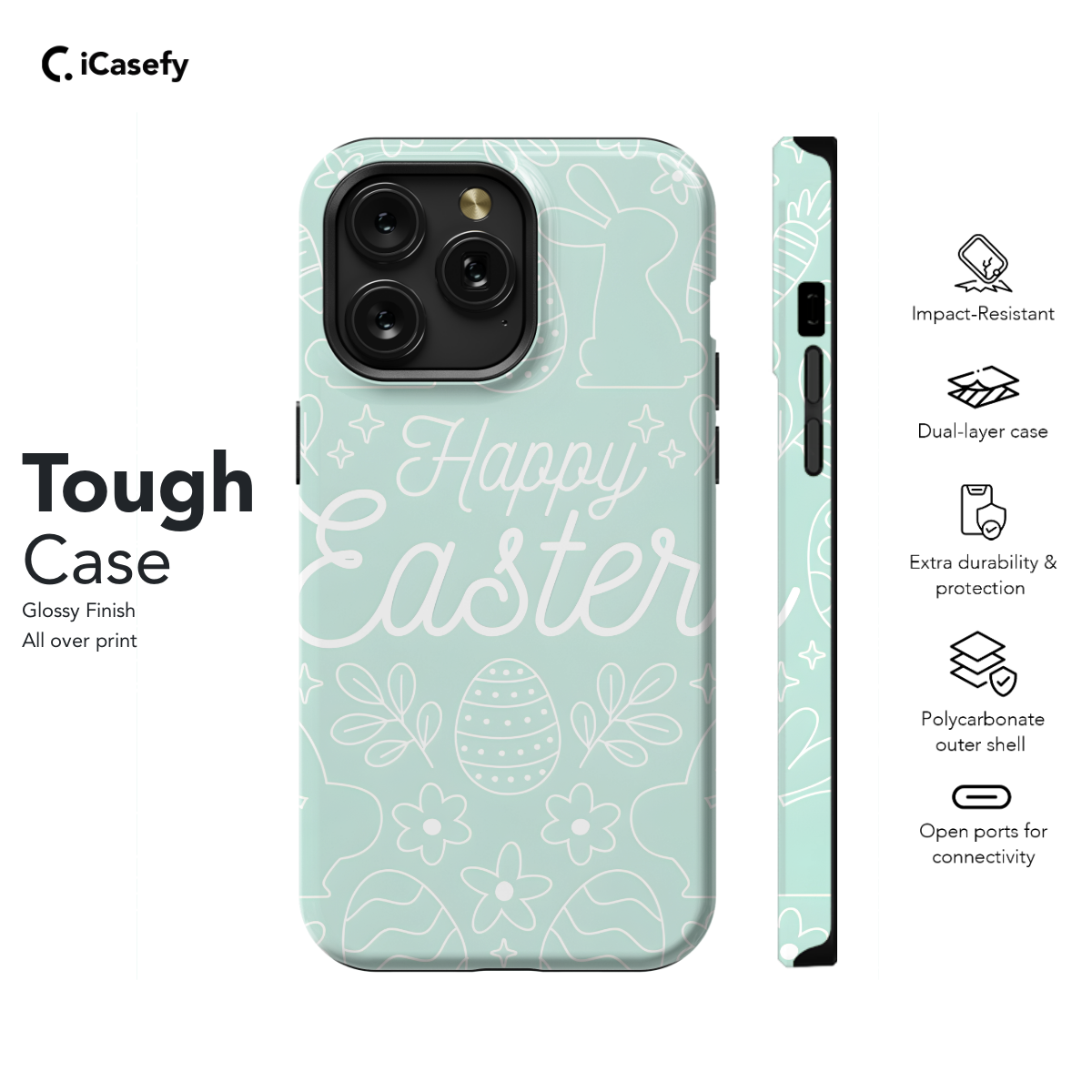 Hand Drawn Pastel Monochrome Easter Phone Case iPhone Samsung Cover Pixel 1150 - Image 5