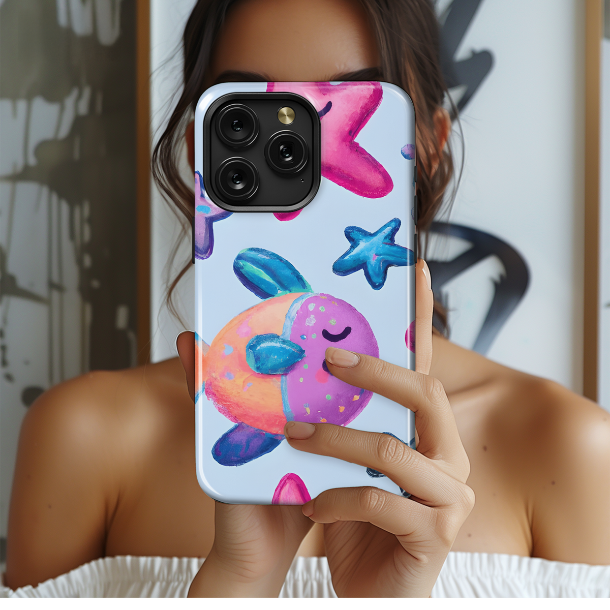 Happy Fish Starfish Pastel Phone Case iPhone Samsung Cover Pixel 3384 - Image 2