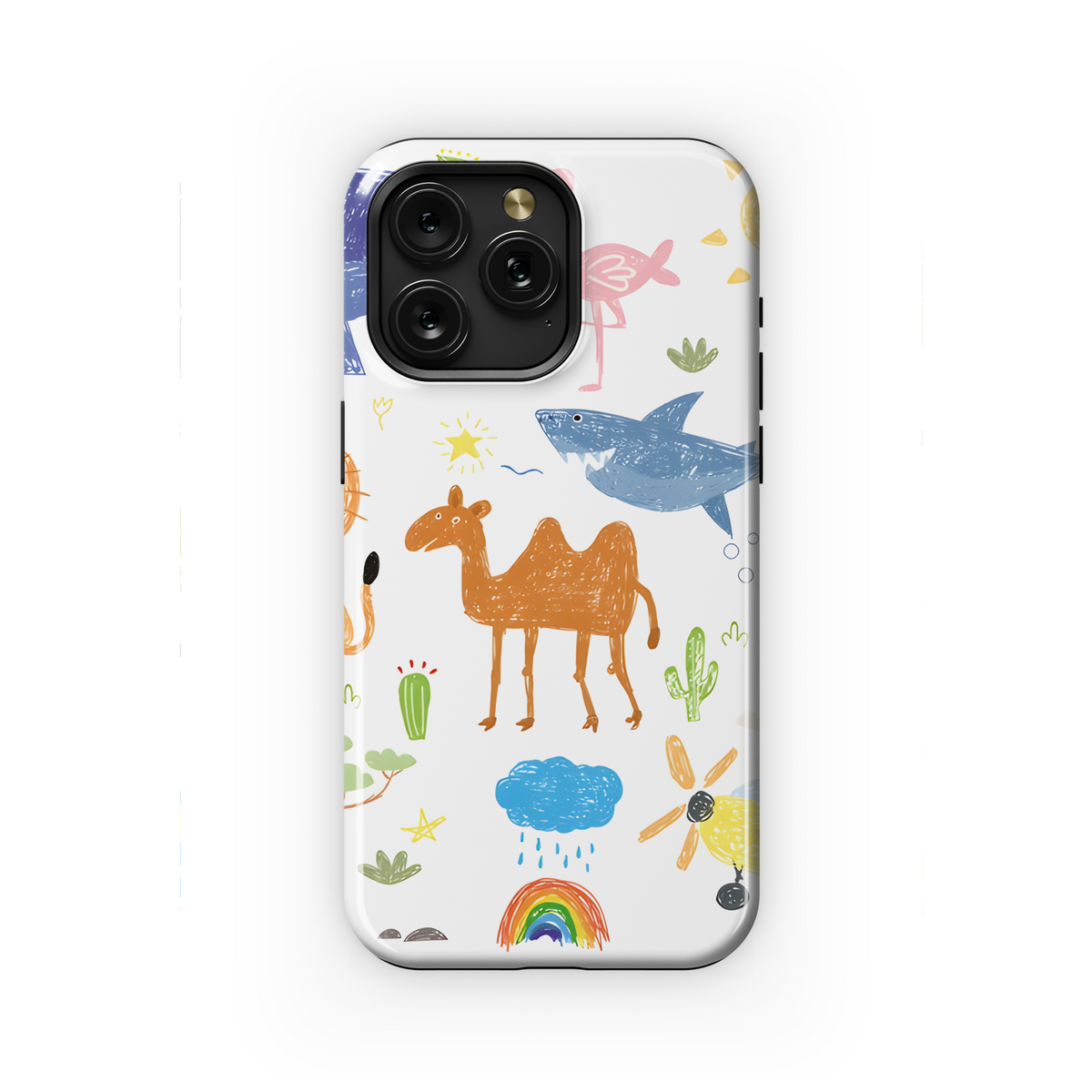 Happy Kids Doodle Animals Phone Case iPhone Samsung Cover Pixel 2253 - Image 1