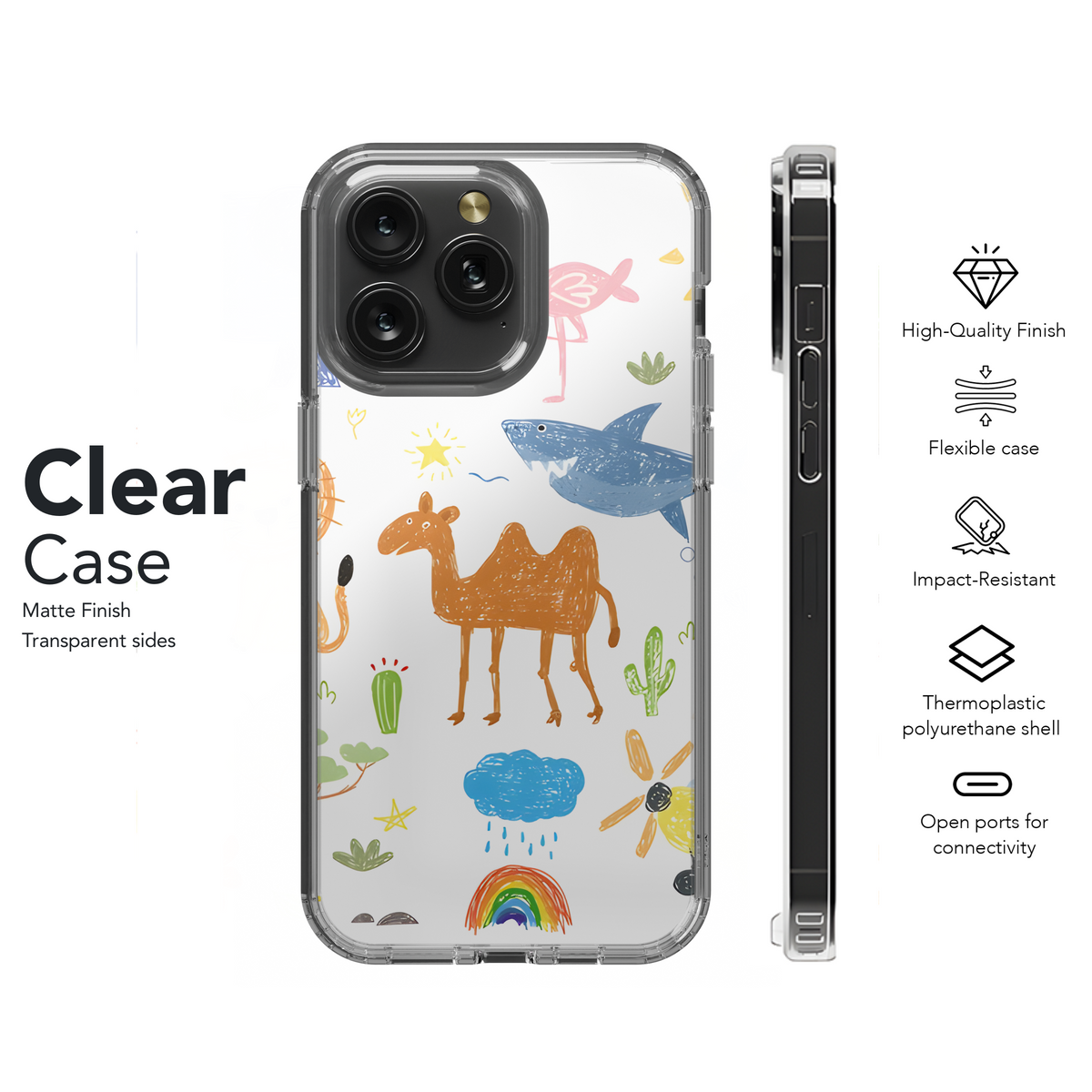 Happy Kids Doodle Animals Phone Case iPhone Samsung Cover Pixel 2253 - Image 8