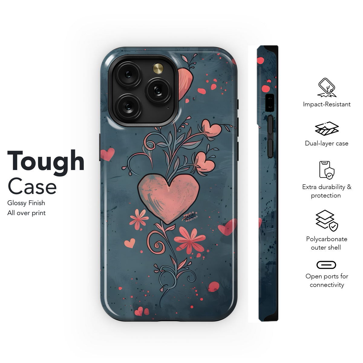 Heart Blossom Design
 Phone Case iPhone Samsung Cover Pixel 4003 - Image 6