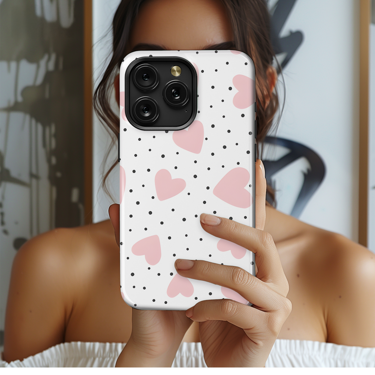 Heart Polka Dot Cute Phone Case iPhone Samsung Cover Pixel 3906 - Image 2