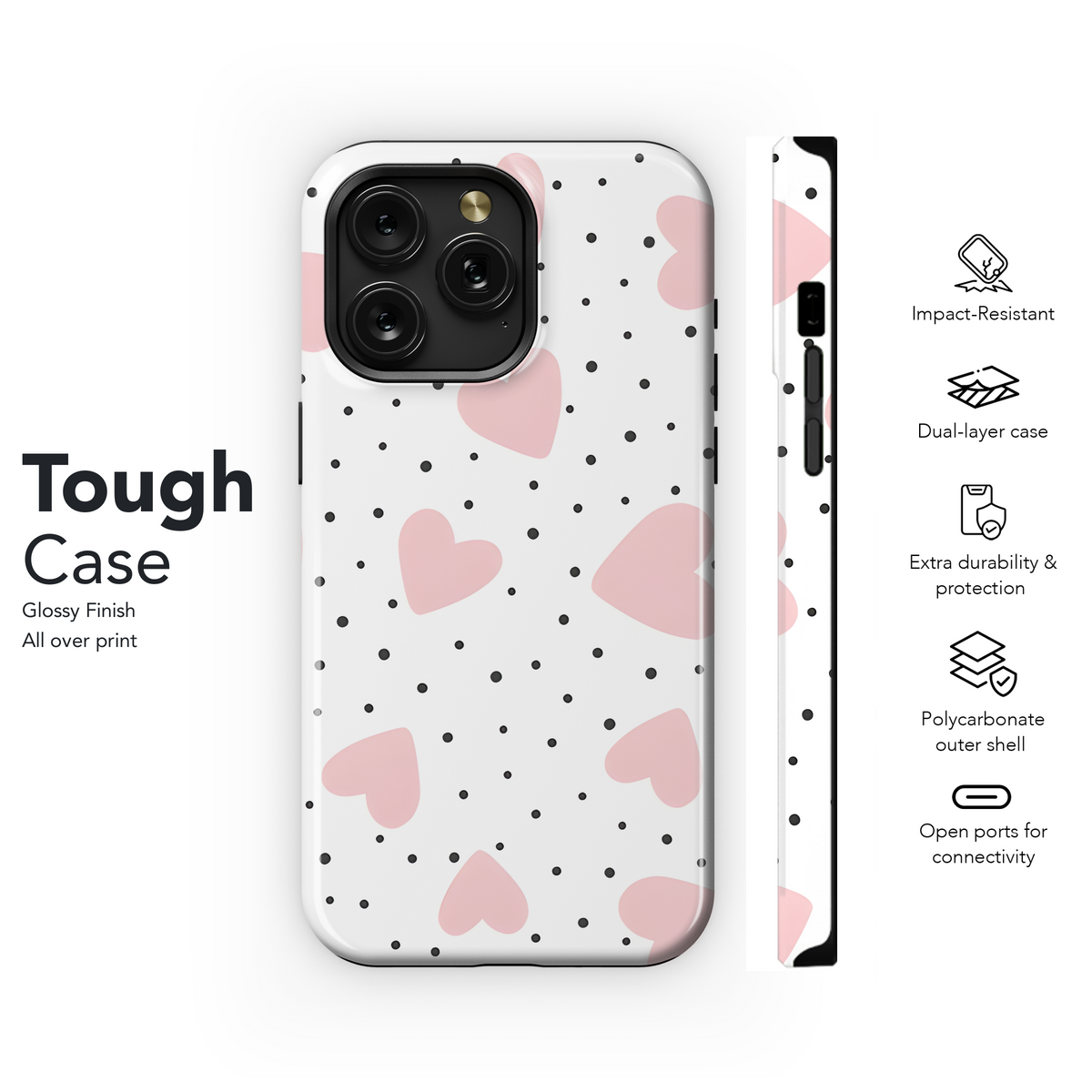 Heart Polka Dot Cute Phone Case iPhone Samsung Cover Pixel 3906 - Image 6