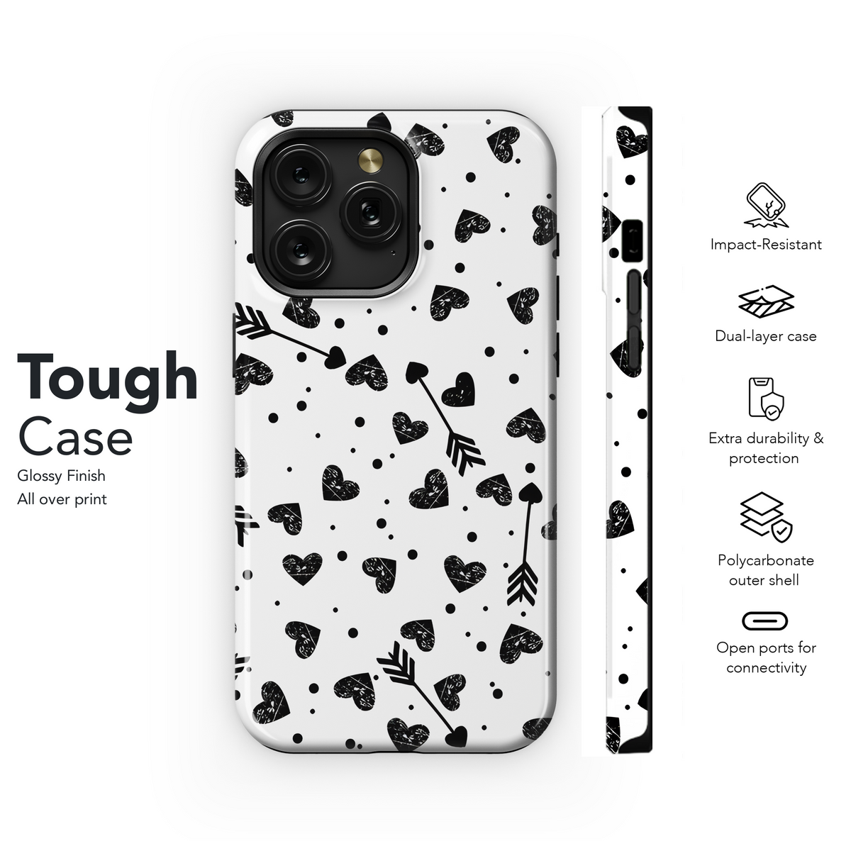 Hearts Dark Phone Case iPhone Samsung Cover Pixel 3912 - Image 6