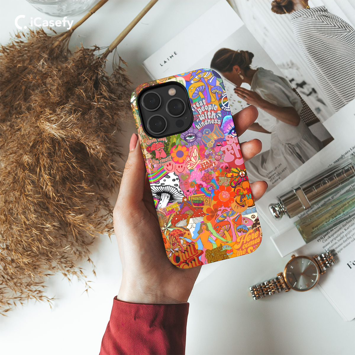 Hippie Aesthetic Collage Groovy Retro Phone Case iPhone Samsung Pixel & More 385 - Image 2