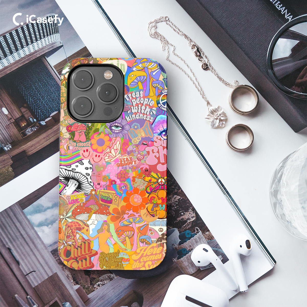 Hippie Aesthetic Collage Groovy Retro Phone Case iPhone Samsung Pixel & More 385 - Image 3