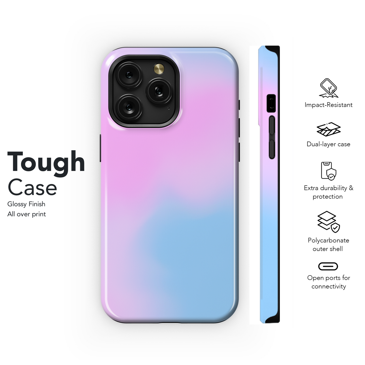 Holographic Gradient Aura Phone Case iPhone Samsung Cover Pixel 2427 - Image 6