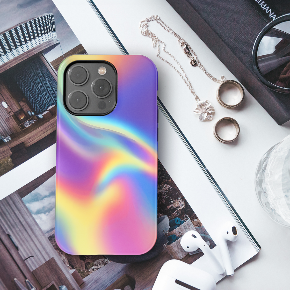 Holographic Rainbow Gradient Phone Case iPhone Samsung Cover Pixel 3897 - Image 3