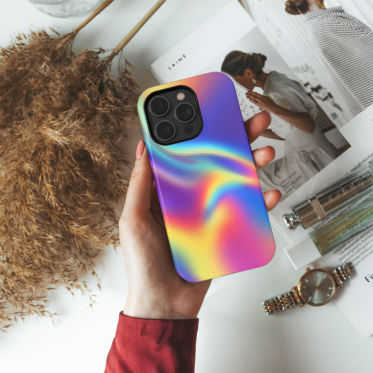 Holographic Rainbow Gradient Phone Case iPhone Samsung Cover Pixel 3897 - Image 4