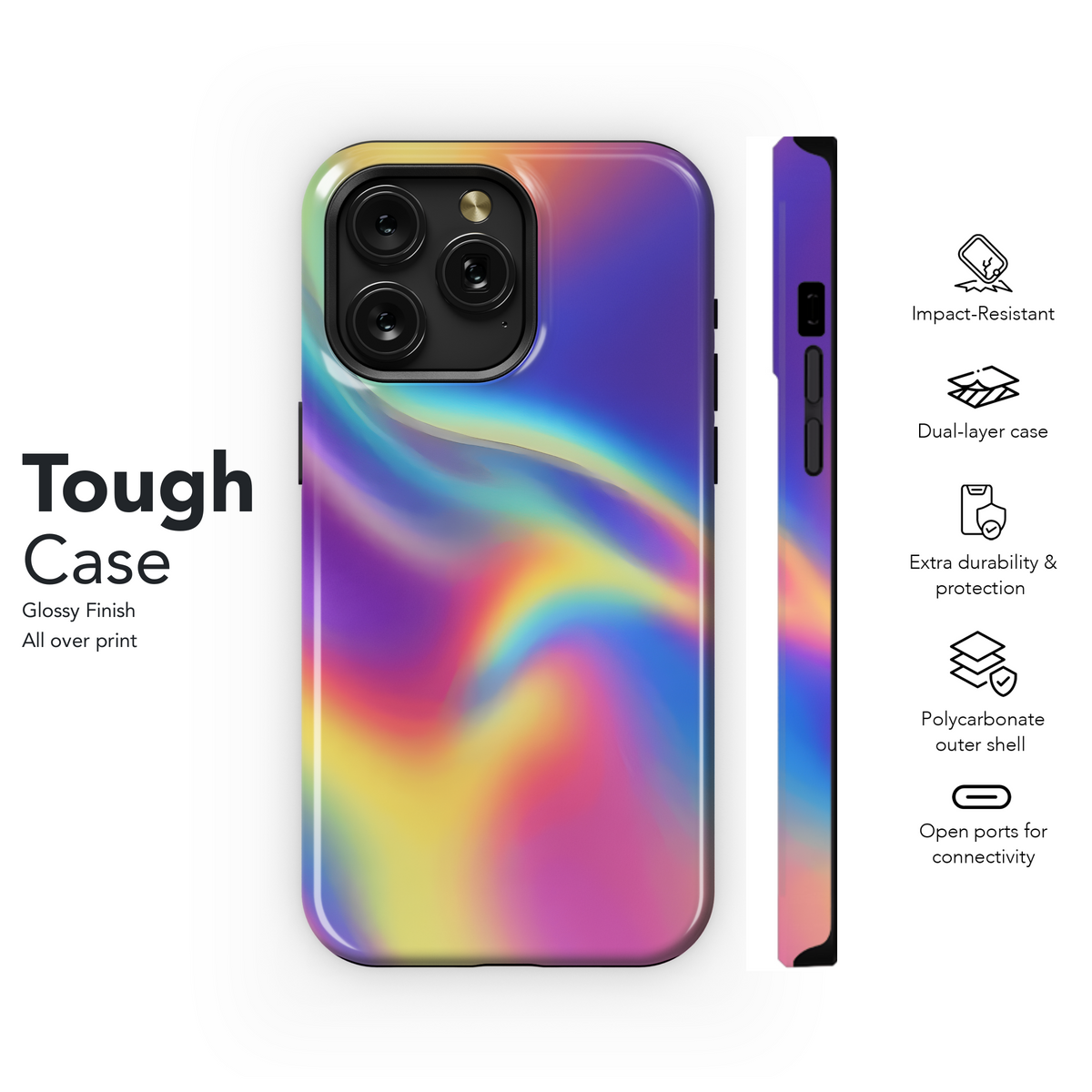 Holographic Rainbow Gradient Phone Case iPhone Samsung Cover Pixel 3897 - Image 6