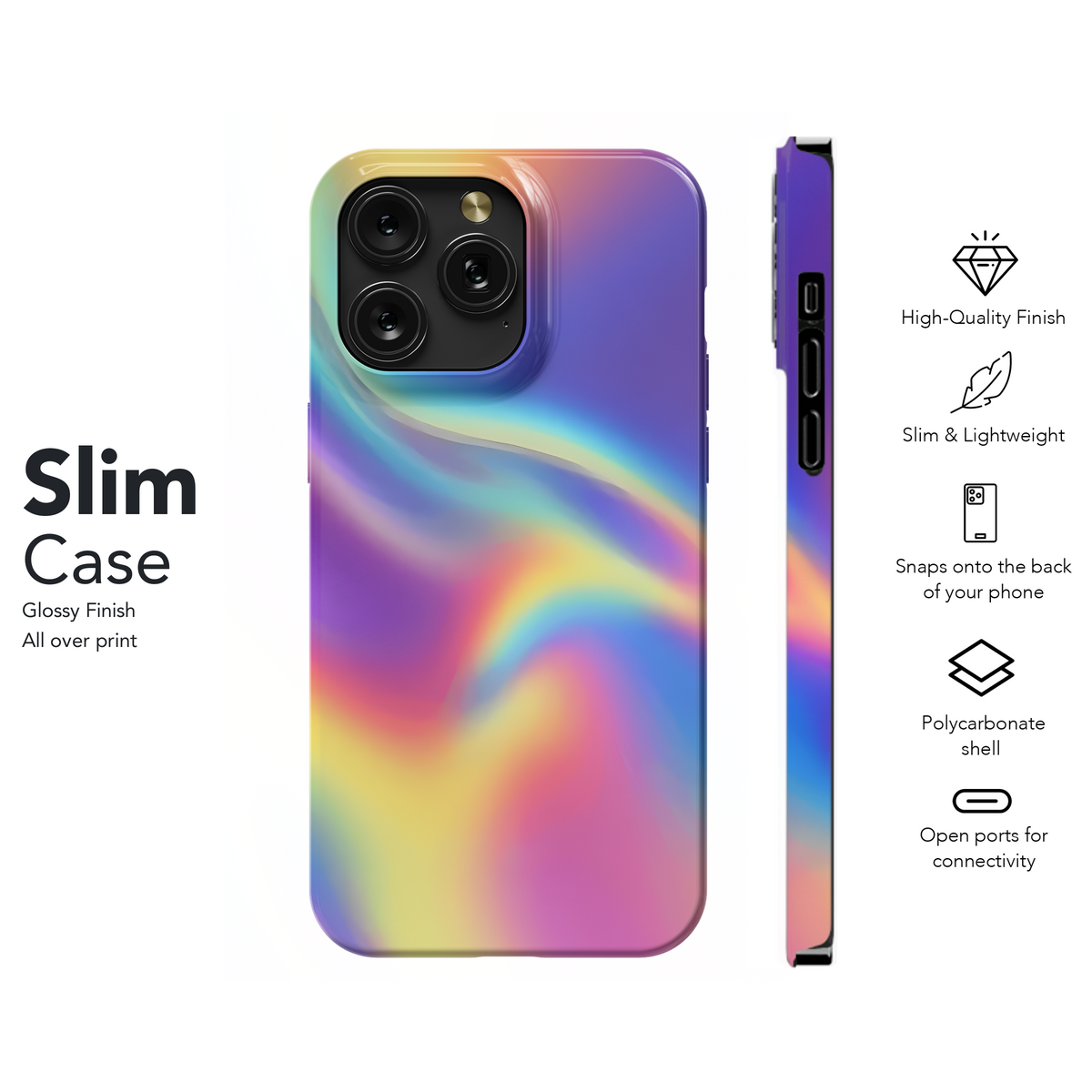 Holographic Rainbow Gradient Phone Case iPhone Samsung Cover Pixel 3897 - Image 7