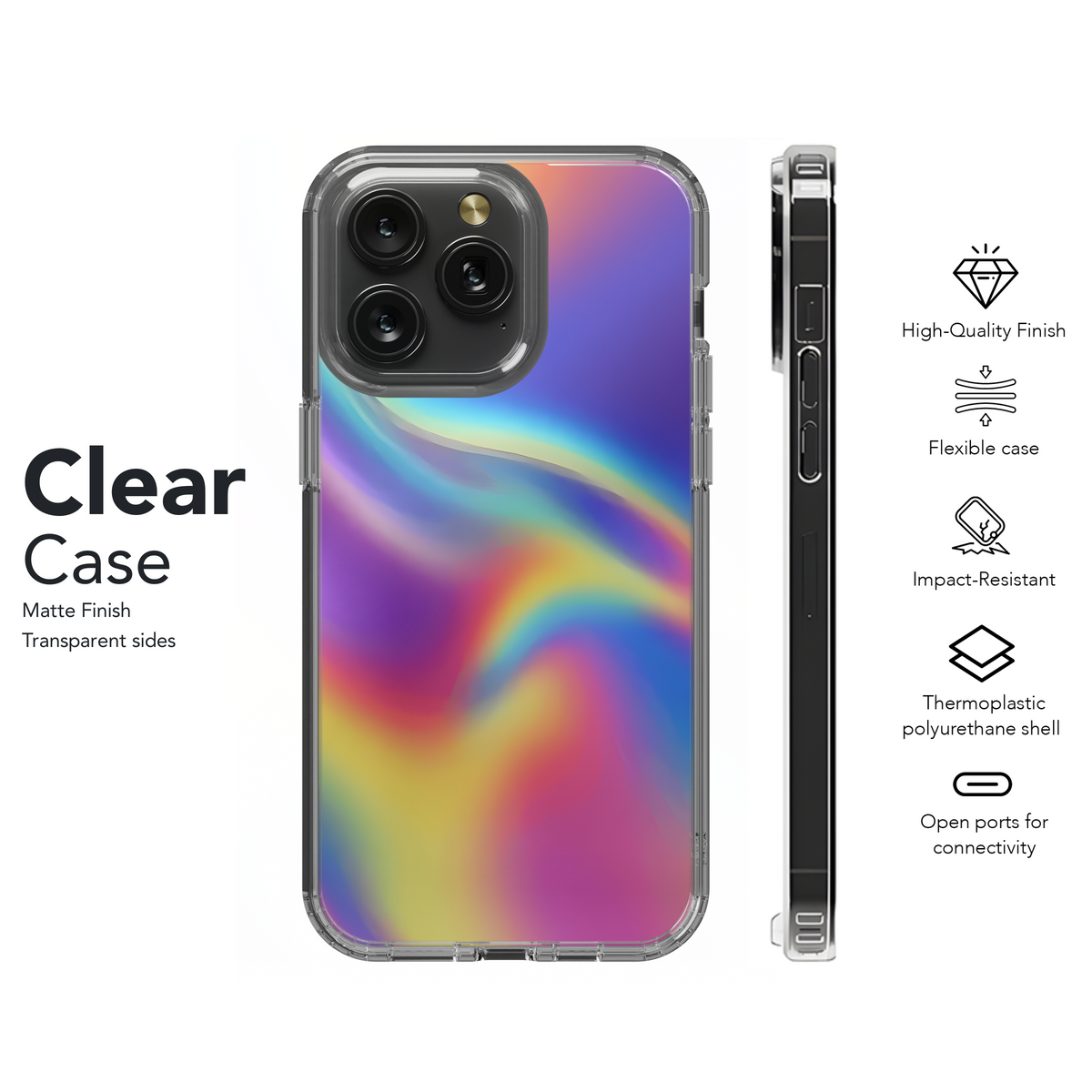 Holographic Rainbow Gradient Phone Case iPhone Samsung Cover Pixel 3897 - Image 8