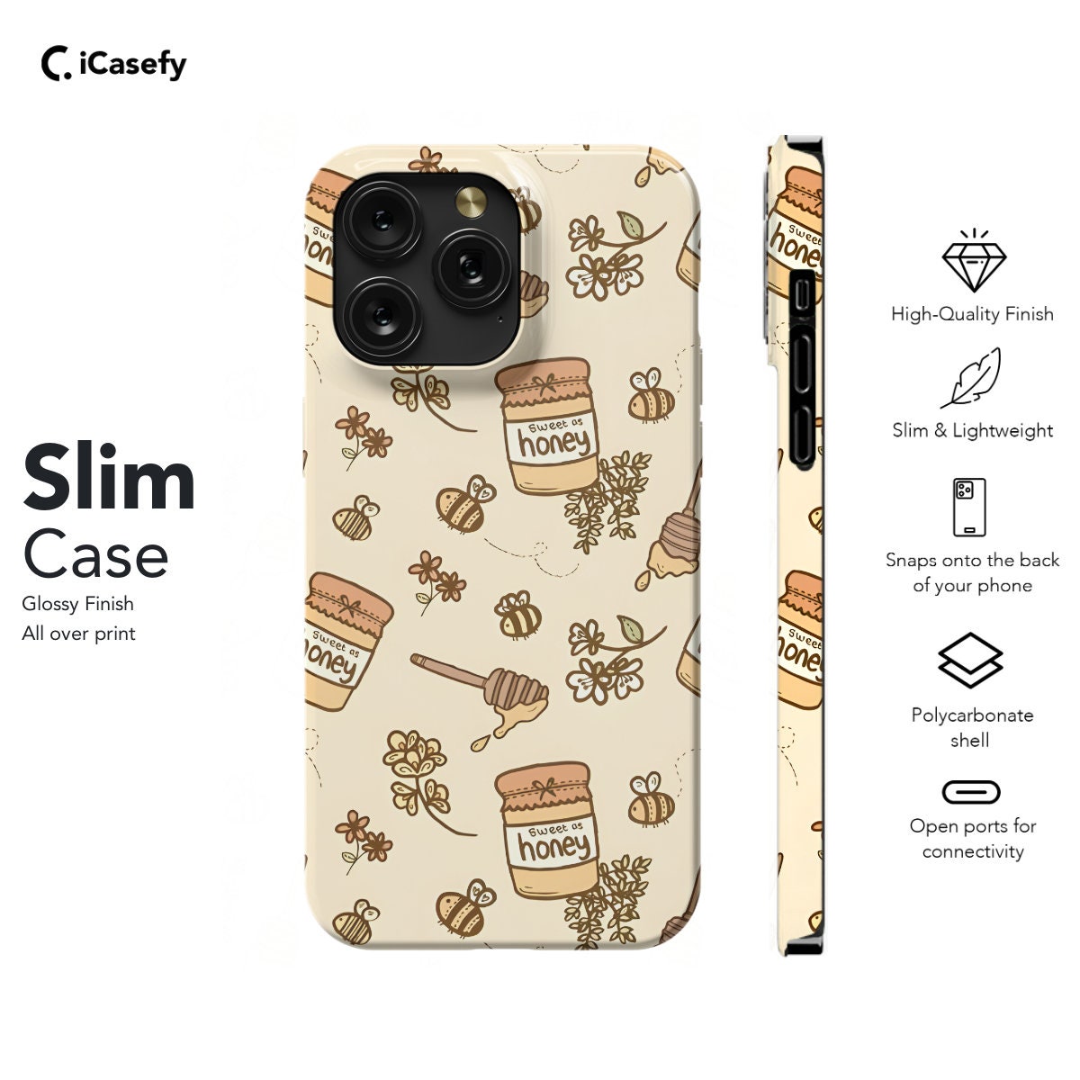 Honey Pattern Smartphone Case - Monogram Available - iPhone Samsung Pixel - Image 6