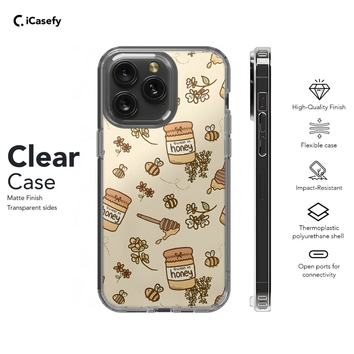 Honey Pattern Smartphone Case - Monogram Available - iPhone Samsung Pixel - Image 7