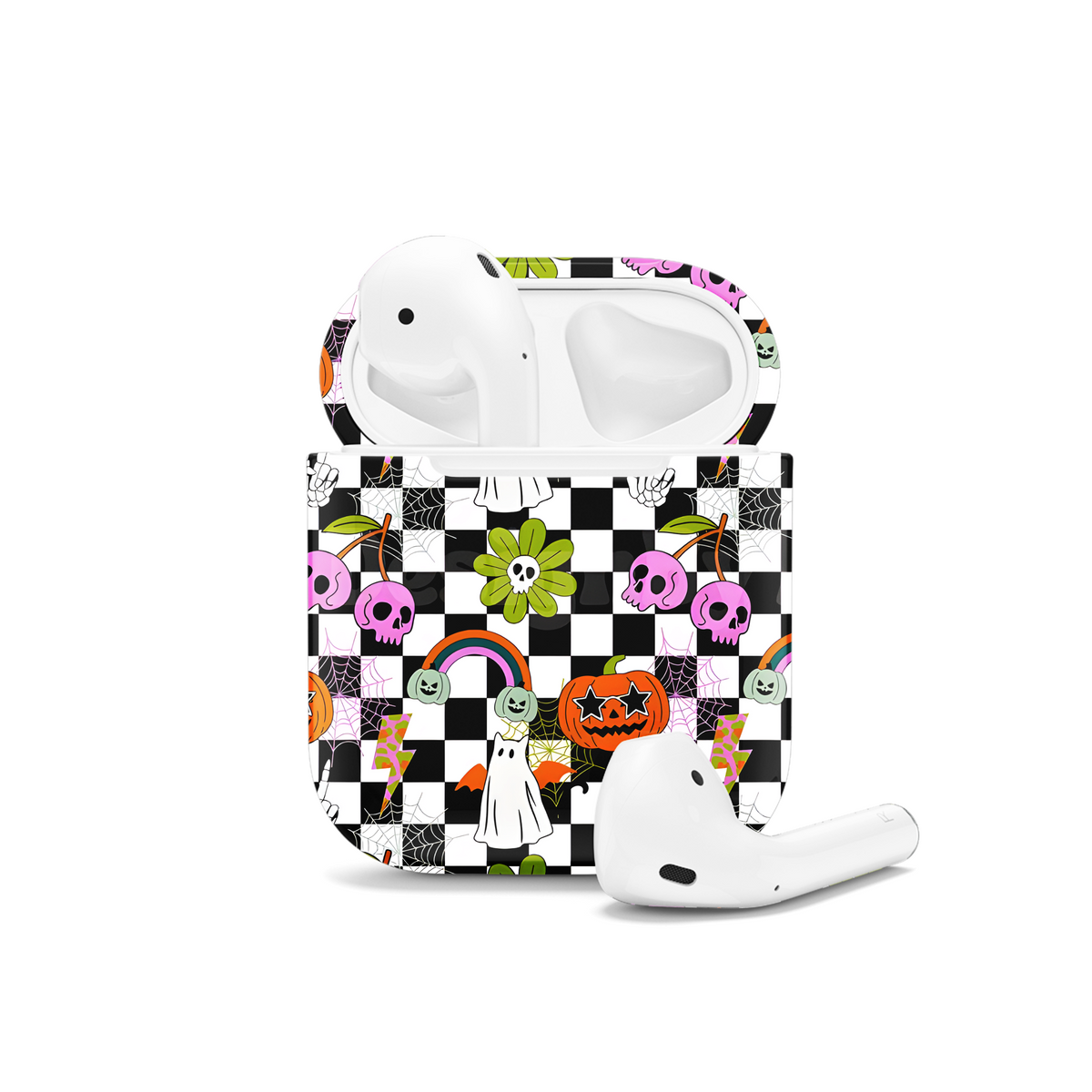 Horror Cat and Pumpkin Rainbow Pattern  AirPods Case AirPods Pro AirPods Pro 2 AirPods 3 AirPods 2 Glossy 1803 - Image 1