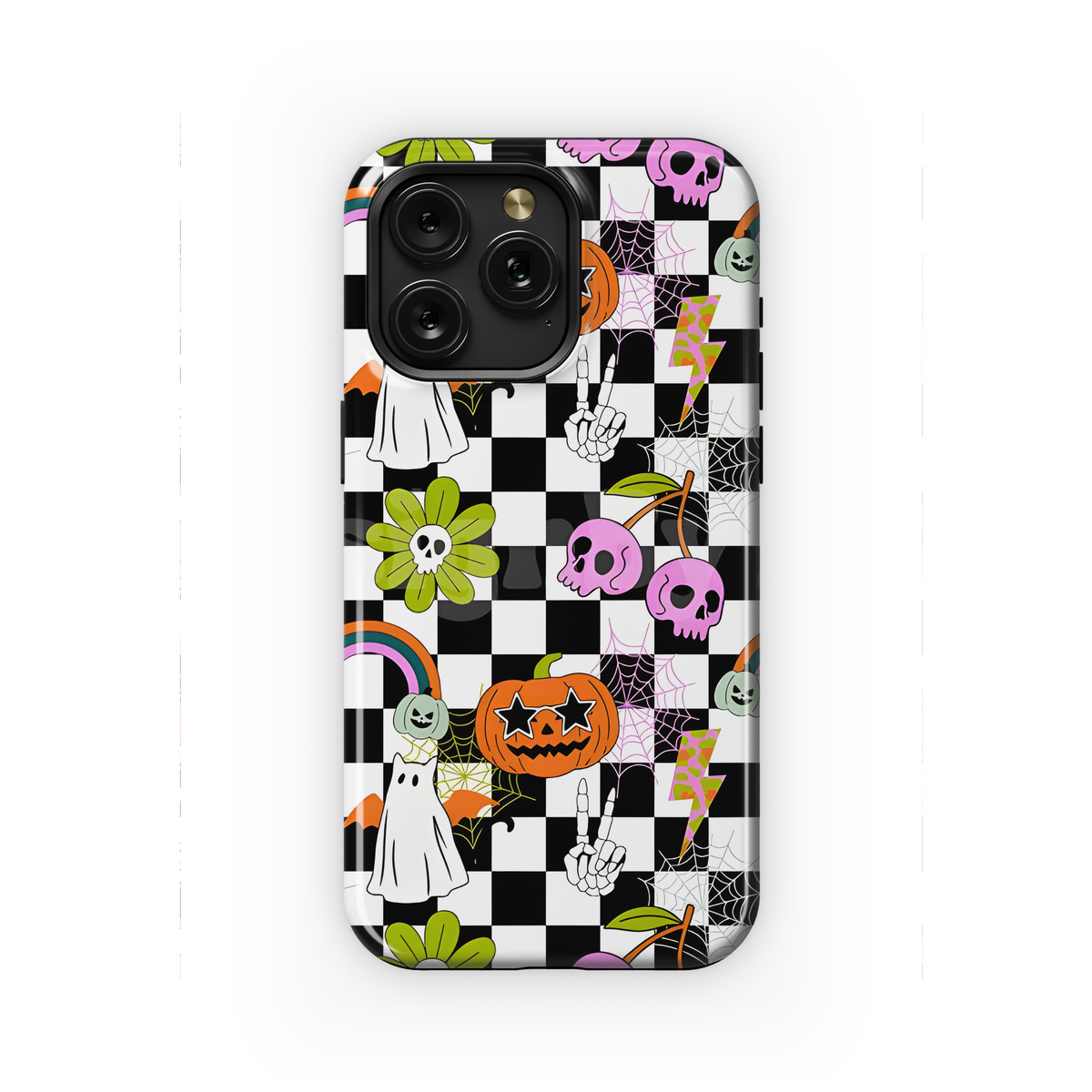 Horror Cat and Pumpkin Rainbow Pattern  Phone Case iPhone Samsung Cover Pixel 1803 - Image 1