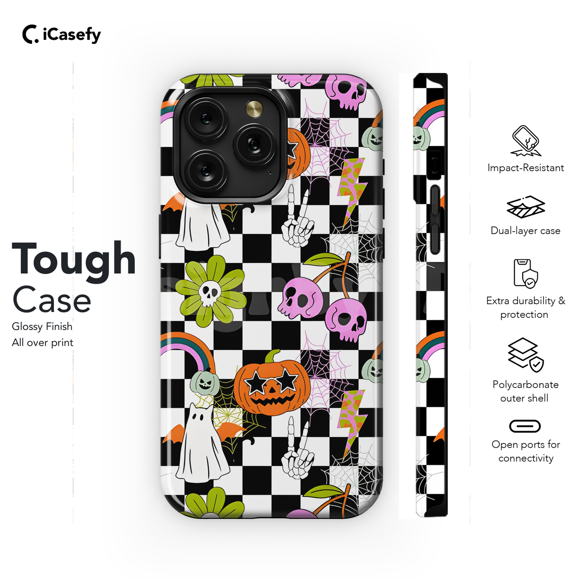 Horror Cat and Pumpkin Rainbow Pattern  Phone Case iPhone Samsung Cover Pixel 1803 - Image 6