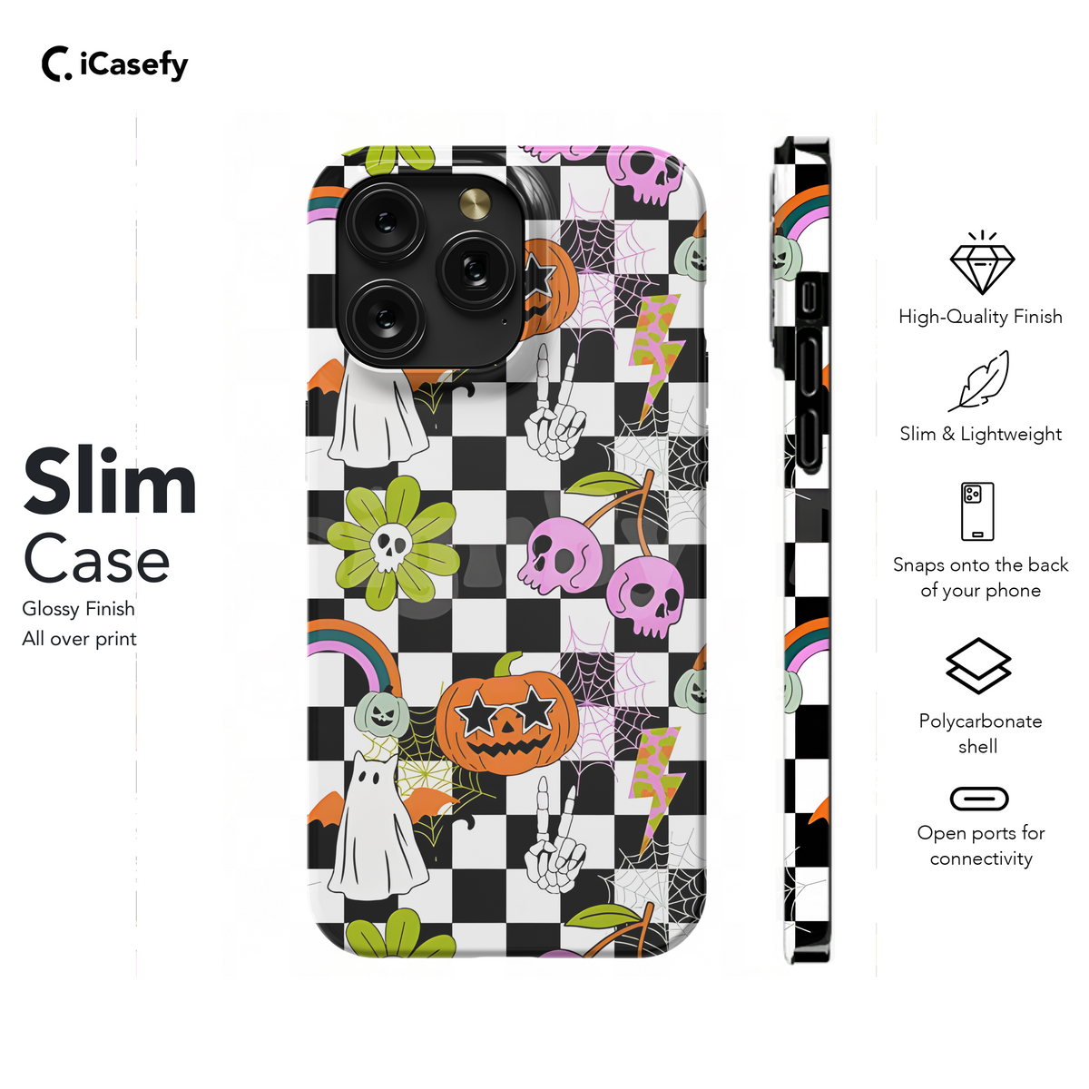 Horror Cat and Pumpkin Rainbow Pattern  Phone Case iPhone Samsung Cover Pixel 1803 - Image 7