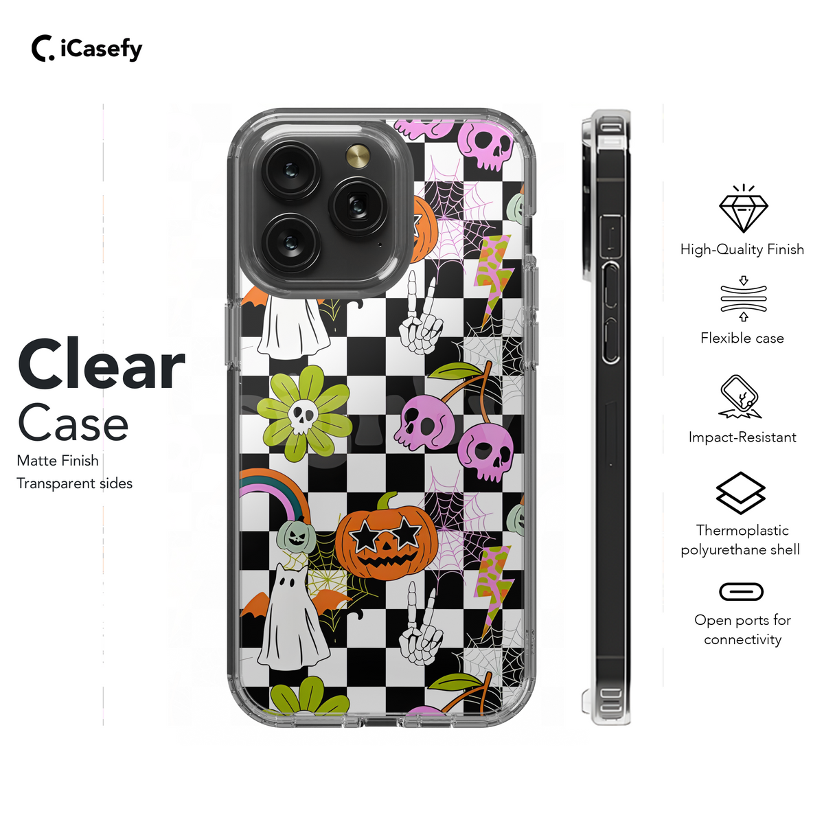 Horror Cat and Pumpkin Rainbow Pattern  Phone Case iPhone Samsung Cover Pixel 1803 - Image 8