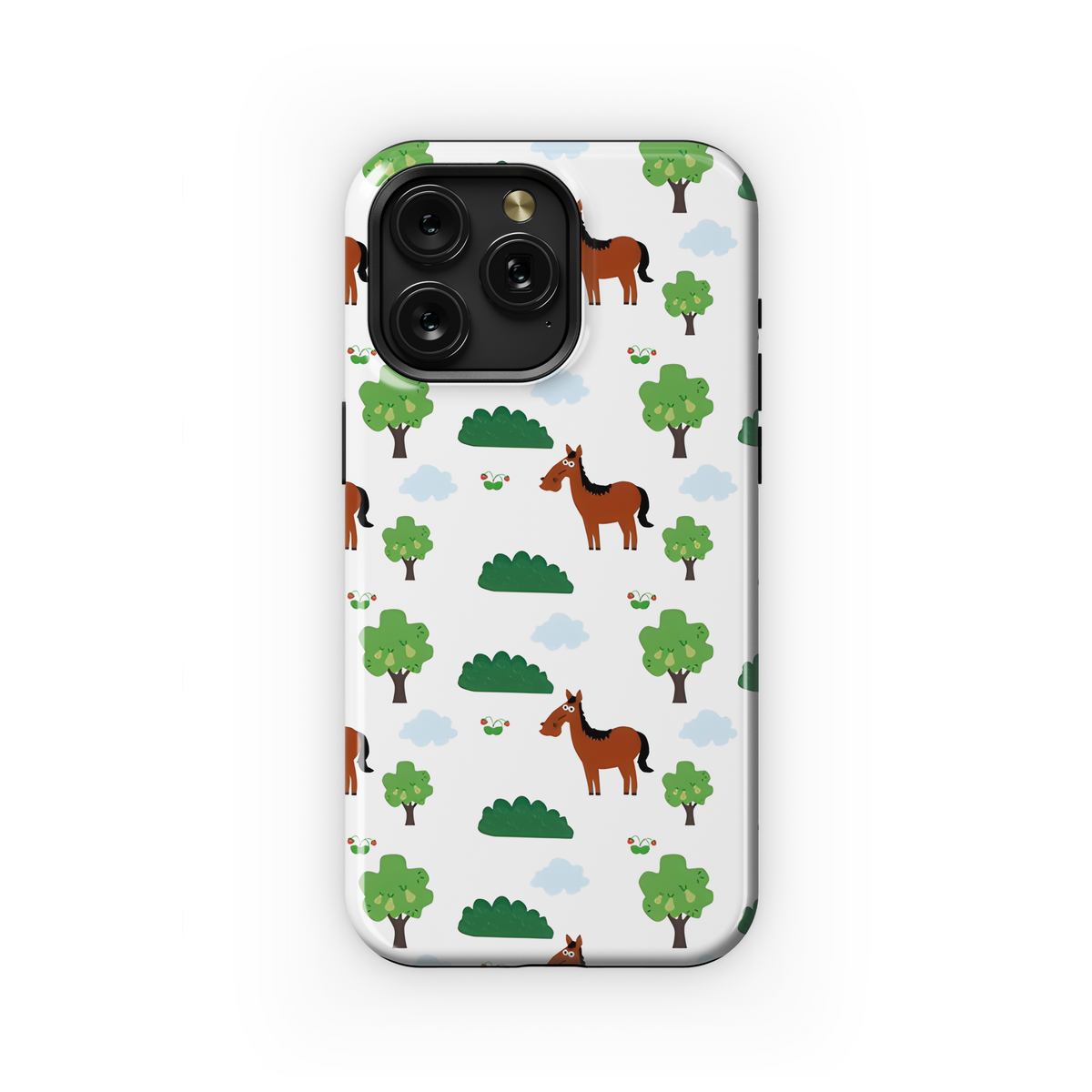 Horse Cartoon T-Shirt Phone Case iPhone Samsung Cover Pixel 3233 - Image 1