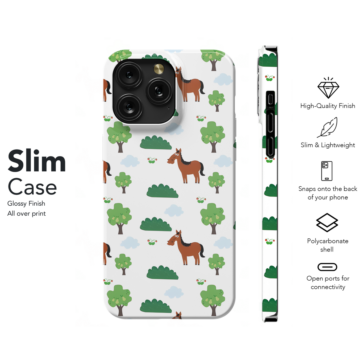 Horse Cartoon T-Shirt Phone Case iPhone Samsung Cover Pixel 3233 - Image 7