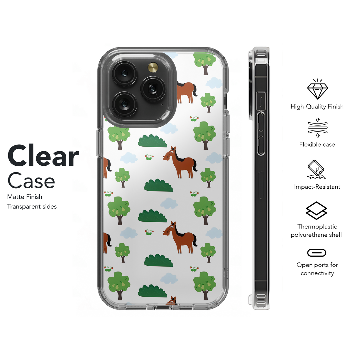 Horse Cartoon T-Shirt Phone Case iPhone Samsung Cover Pixel 3233 - Image 8