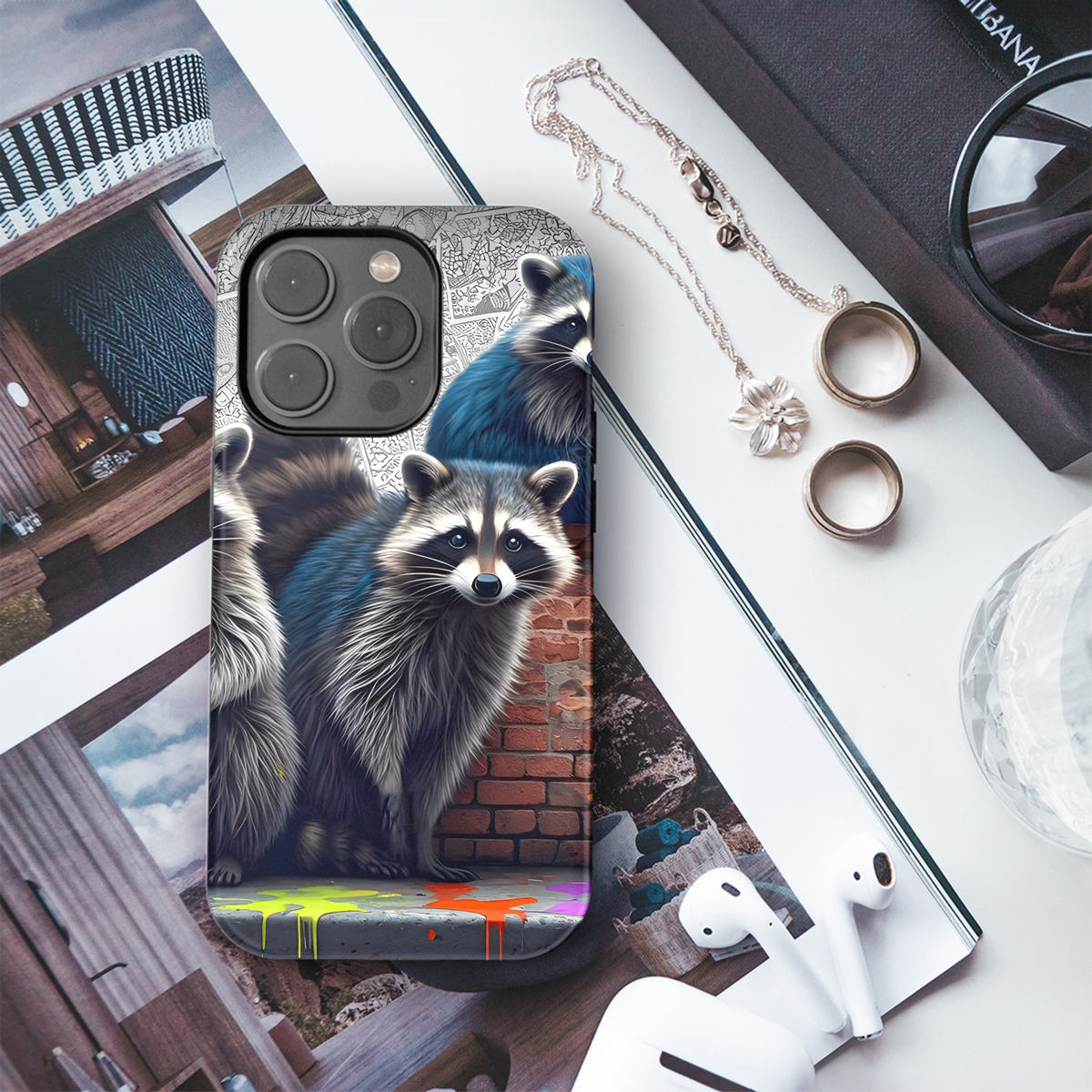 Hyperrealistic Cartoon Graffiti Raccoons Phone Case iPhone Samsung Cover Pixel 2236 - Image 3