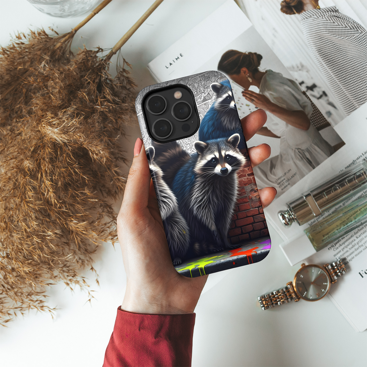 Hyperrealistic Cartoon Graffiti Raccoons Phone Case iPhone Samsung Cover Pixel 2236 - Image 4