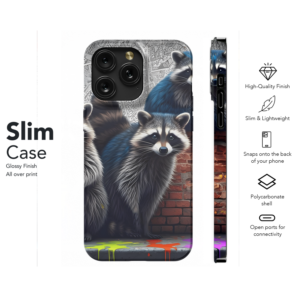 Hyperrealistic Cartoon Graffiti Raccoons Phone Case iPhone Samsung Cover Pixel 2236 - Image 7