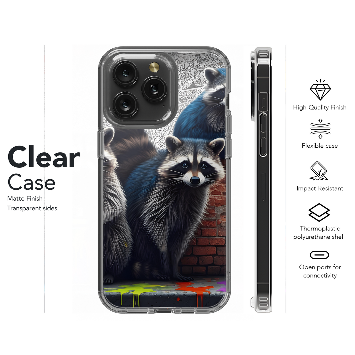 Hyperrealistic Cartoon Graffiti Raccoons Phone Case iPhone Samsung Cover Pixel 2236 - Image 8