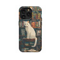 Vintage White Cat Book Lover Library iPad Air 2 Phone Case - Image 1