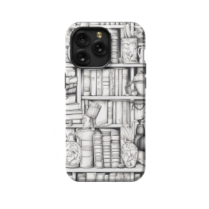 Book Shelf Lover Grayscale iPhone 5s Phone Case - Image 1