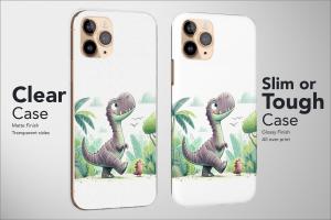 Dinosaur Dino T-Rex Animal Landscape Art Cartoon iPhone 5s Phone Case - Image 1
