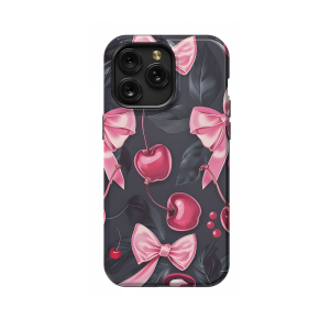 Girly Black Coquette Cherry Pink Bow Ribbons iPhone 5s Phone Case - Image 1