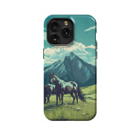 Black Horse in Wild Mountains iPhone Xs Max Phone Case - Image 1