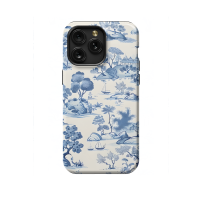 Blue Flower French Toile De Jouy iPhone Xs Max Phone Case - Image 1
