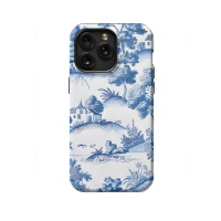 Blue House in Trees French Toile De Jouy iPhone Xs Max Phone Case - Image 1