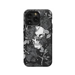 Dark Witchy Skeleton Skull Flower iPhone Xs Max Phone Case - Image 1