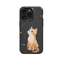 Dreamy Celestial Stars Red Cat Kitty iPhone Xs Max Phone Case - Image 1