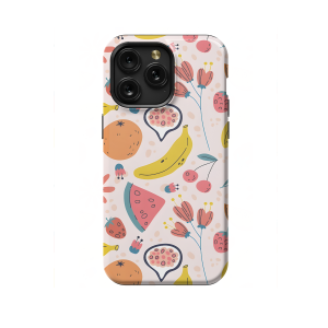 Hand Drawn Fruit and Floral iPhone Xs Max Phone Case - Image 1