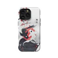 Japanese Fish Yin and Yang Blossom iPhone Xs Max Phone Case - Image 1