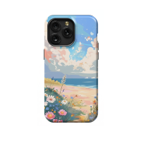 Vibrant Summer Lofi Floral Beach Sea iPhone Xs Max Phone Case - Image 1