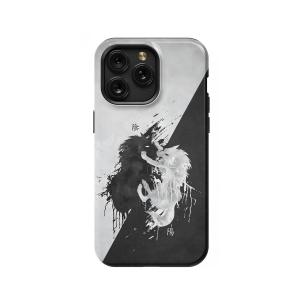Wolf Black and White Japanese Yin and Yang # iPhone Xs Max Phone Case - Image 1