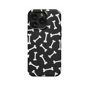 Black and White Dog Bone iPhone Xs Phone Case - Image 1