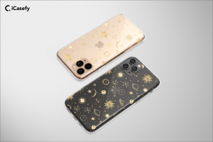 Clear Celestial Space Plants Sun Moon iPhone Xs Phone Case - Image 1