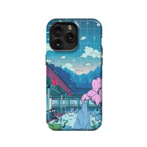 Demon Slayer Lofi Anime City iPhone Xs Phone Case - Image 1
