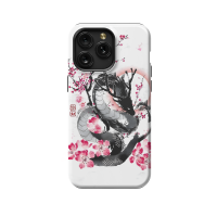 Japanese Flower Blossom Dragon iPhone Xs Phone Case - Image 1