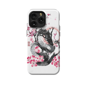 Japanese Flower Blossom Dragon iPhone Xs Phone Case - Image 1