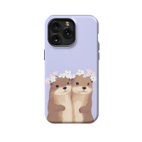 Minimalist Cute Two Otter Love iPhone Xs Phone Case - Image 1