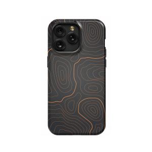 Orange Grey Topographic iPhone Xs Phone Case - Image 1